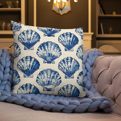 Blue Scallop Pillow    Shellarium.